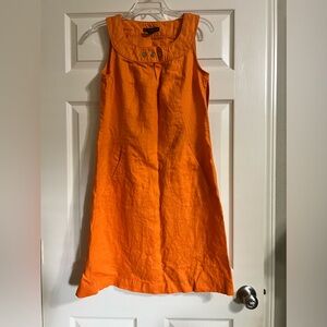 Grace Elements Dress Sheath Linen Sleeveless Above Knee Orange Scoop Neck-Sz 10